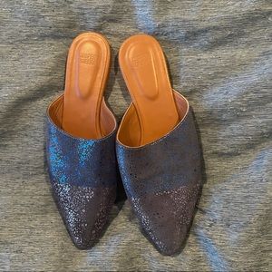 Anthropologie Jasper & Jeera Iridescent Slides Shoes sz 41